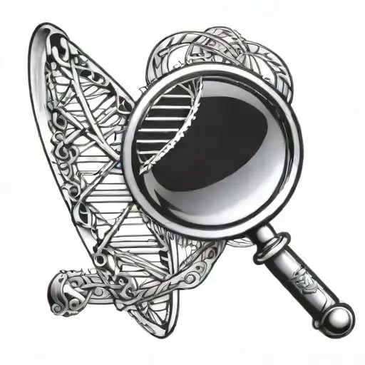 Magnifying Glass And Dna Double Helix