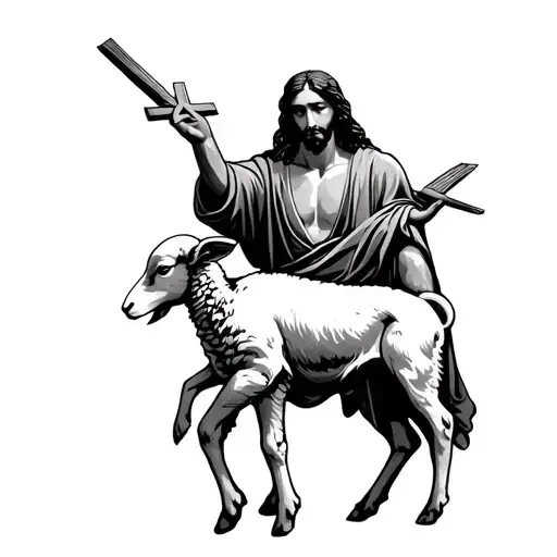 Jesus Christ Saving A Lamb
