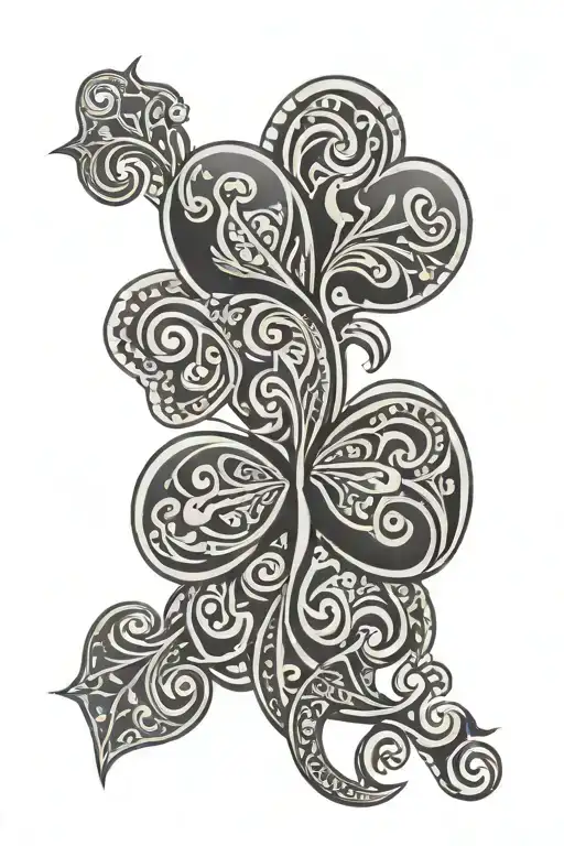 Shamrock With Tribal Design Surrounding