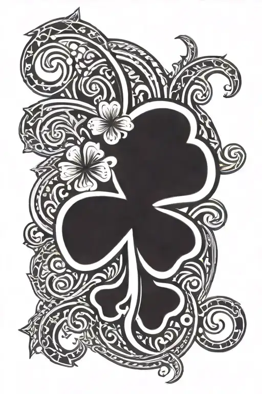 Shamrock With Tribal Design Surrounding