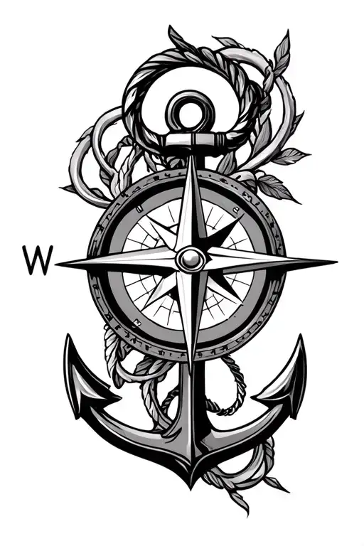 Compass Rose And An Anchor