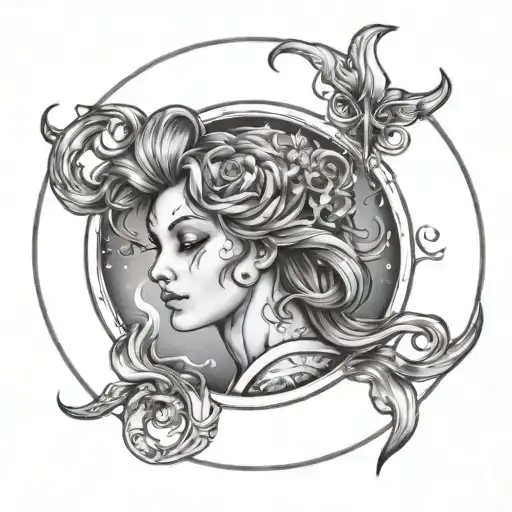 Arielle And Aquarius Zodiac Sign Tattoo Inspired