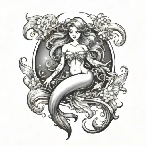 Ariel Mermaid And Aquarius Zodiac