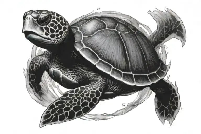 Turtle Swimming Underwater