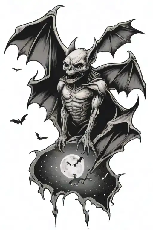 Undead Bat With Night Sky