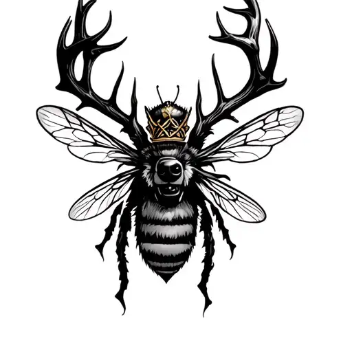 Wolf Stag Bee And Jesters Cap In A Cross