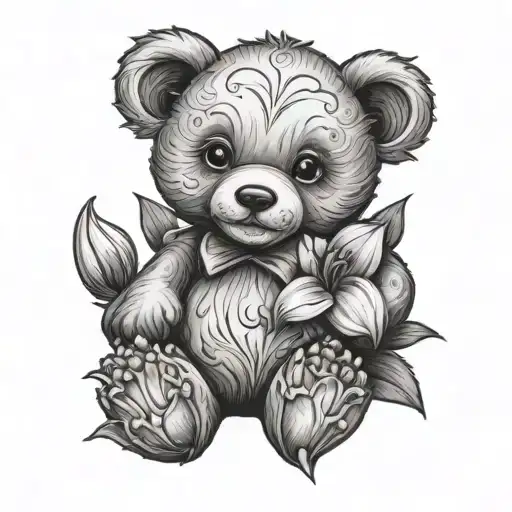 Teddy Bear Holding A Lily Flower
