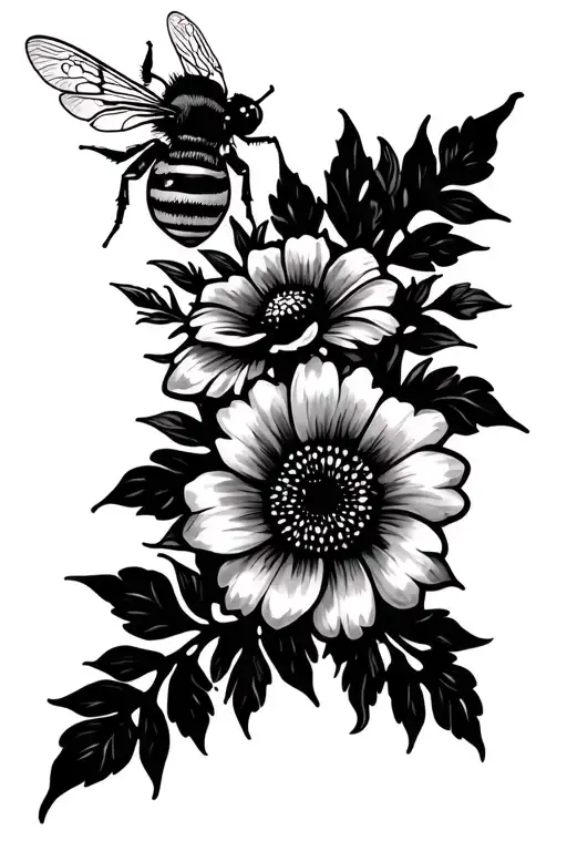 Bees And Western Tooling Flower Design