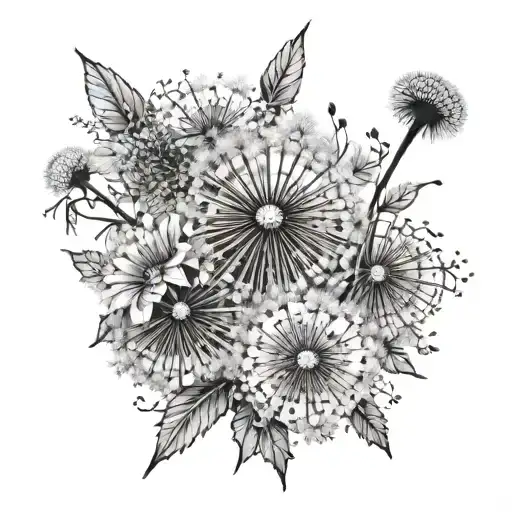 Dandelion Bouquet With 7 Flowers