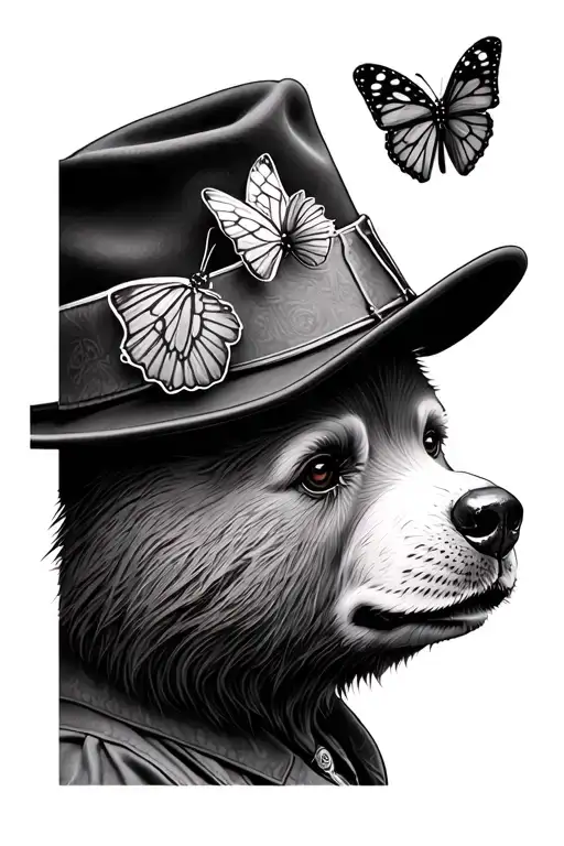 Paddington Bear Face With Butterfly On Hat