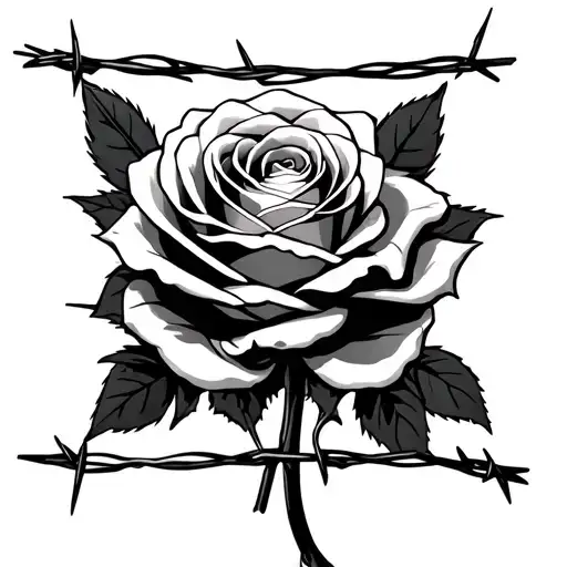 Rose Caught In Barbed Wire Wrapped Loosely Around Arm