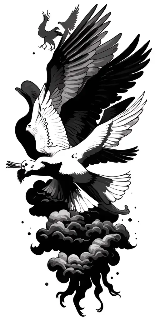 Jesus Heaven Clouds Doves Flying