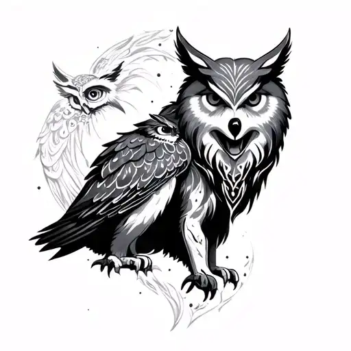 Cosmic Wolf & Owl Inspired Tattoo Design