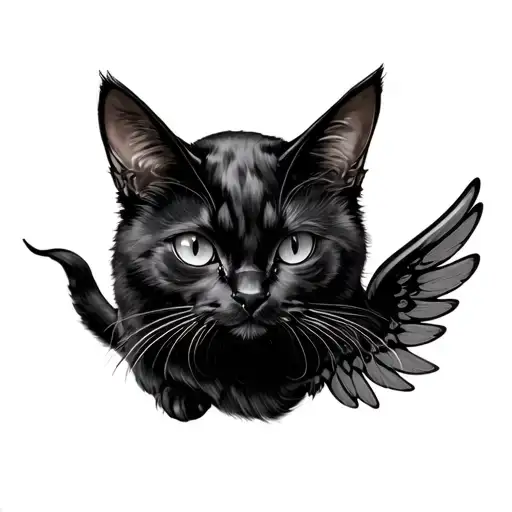 Black Cat With Wings