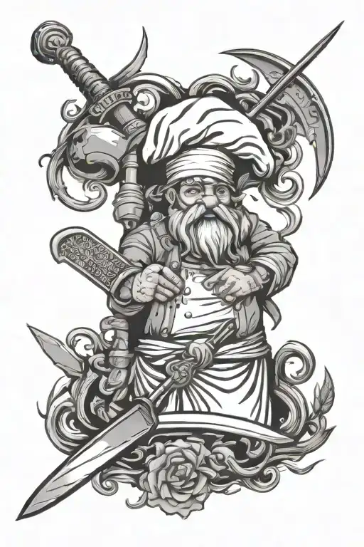 Chef And Kitchen Knife And Norse Mythology
