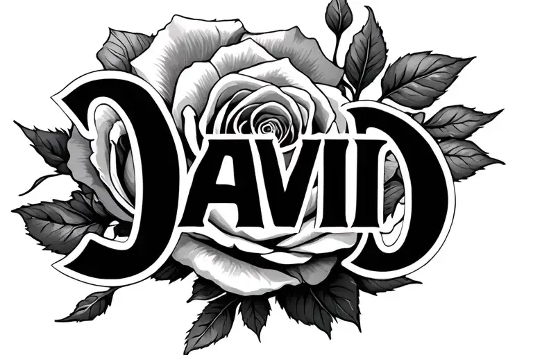 David Text On Rose Intertwined