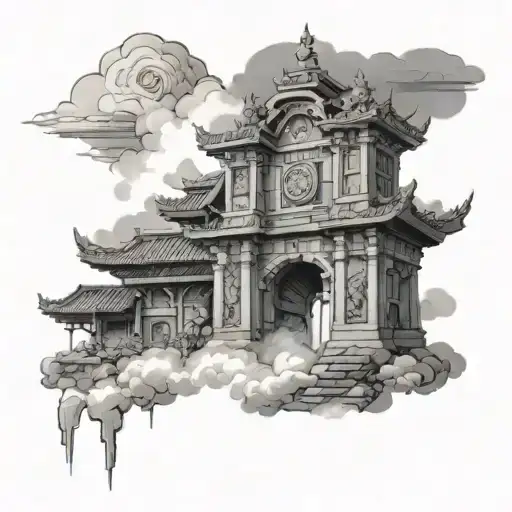 Heaven Town Gate Clouds Surrounding