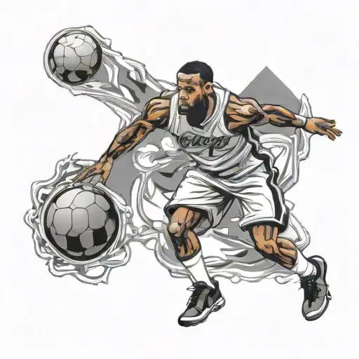 Design A Tattoo Blending Elements Of Soccer And Lebron's Basketball Legacy In A Creative Way