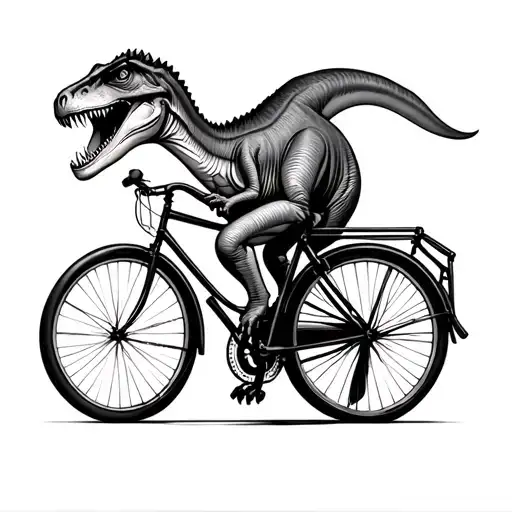 Dinosaur Riding Old Bicycle