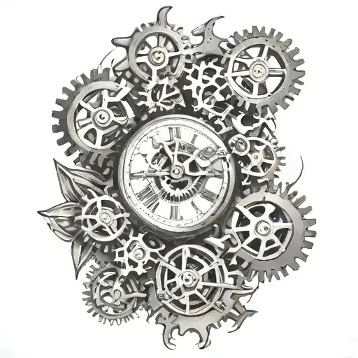 Broken Clock With Gears
