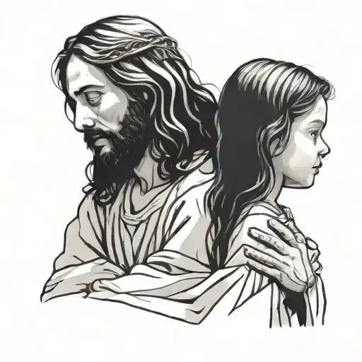 Jesus And Little Girl Holding