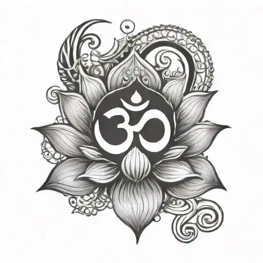 Om Symbol With Lotus Flower