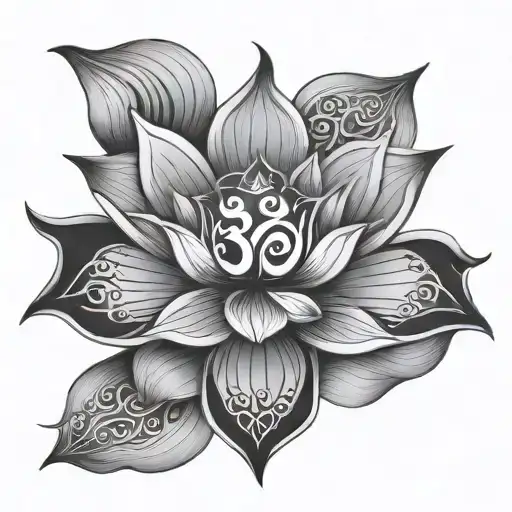 Om Symbol In A Lotus Flower