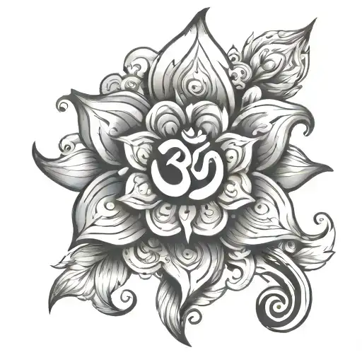Om Symbol In A Flower Blooming