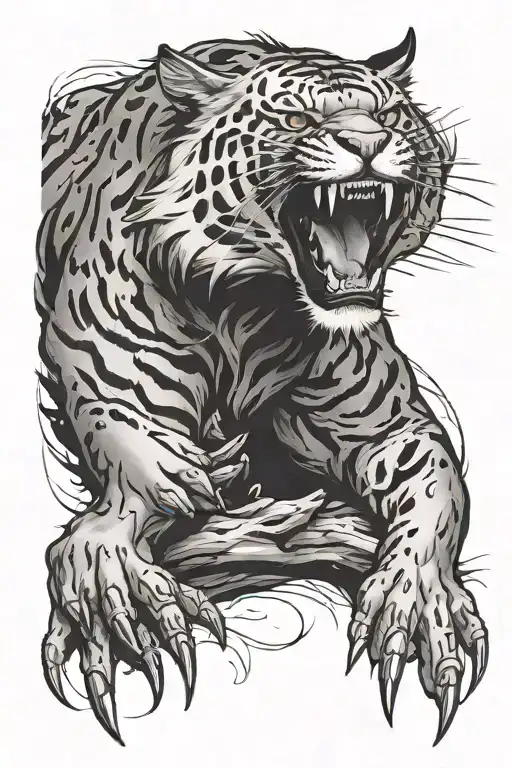 Big Cat With Claws Emerging