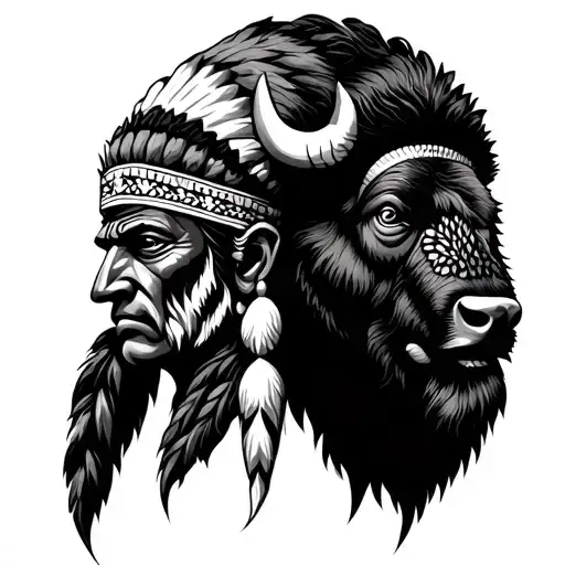 Indian Head With Bison Head For Leg