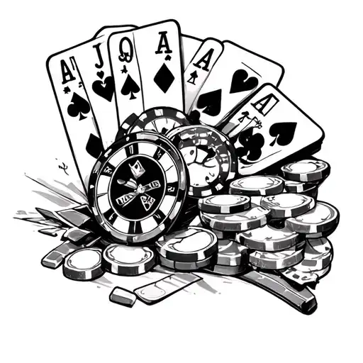 Create A Sketch With A Message That The Whole Life Of A Casino In Black