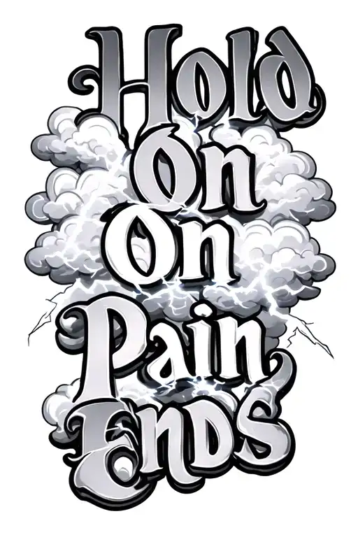 Clouds And Lightning Through The Words Hold On Pain Ends