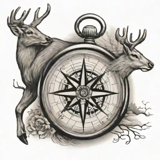 Compass And Deer In The Background