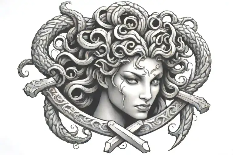 Medusa Holding Sword