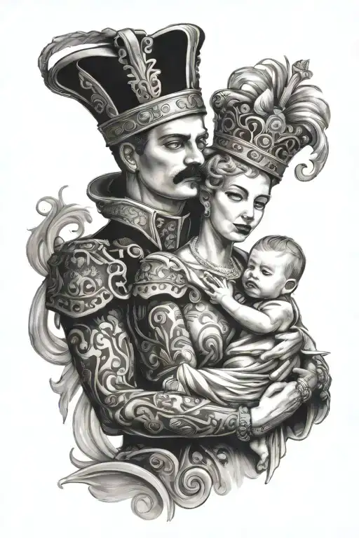Queen With His Baby Boy Running