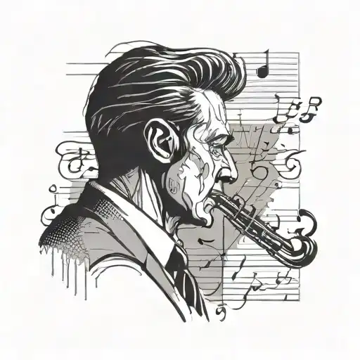 Incorporate Music Sheets And A Businessman Silhouette In A Black-grey Design