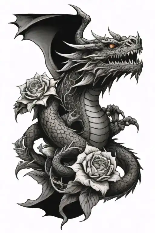 Dragon With Flowers