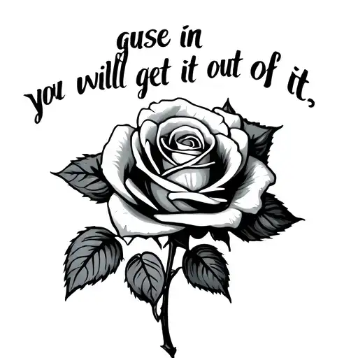 A Rose With The Phrase In Guise You Will Get Out Of It In Italics