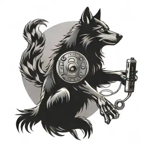 A Mystical Wolf Howling At The Moon With Gaming Controller Motifs Incorporated Into The Design