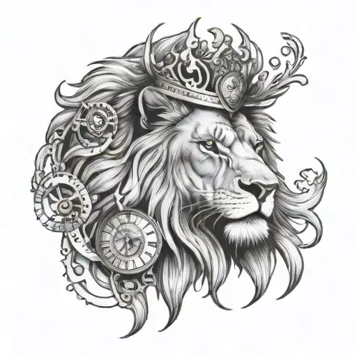 Brave Lion Wearing A Clock Melting