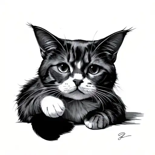 Cat Black And White Holding Cuetip