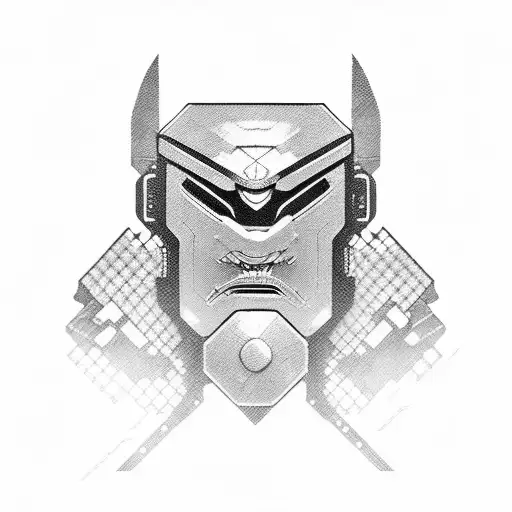 A Mysterious Masked Figure Merging Traditional Japanese Culture With Cyberpunk Elements