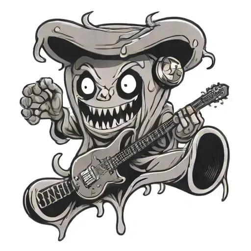 Cartoon Ghost With A Viynl Player