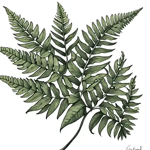 Green Fern Leaf And Bud Wrapped