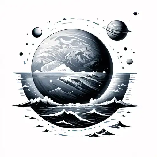 Sky And Planet And Sea