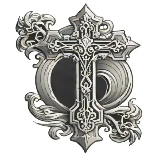 Christian Cross With A Seven