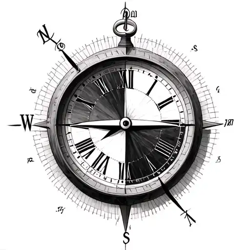 Half Clock Half Compass With Coordinants