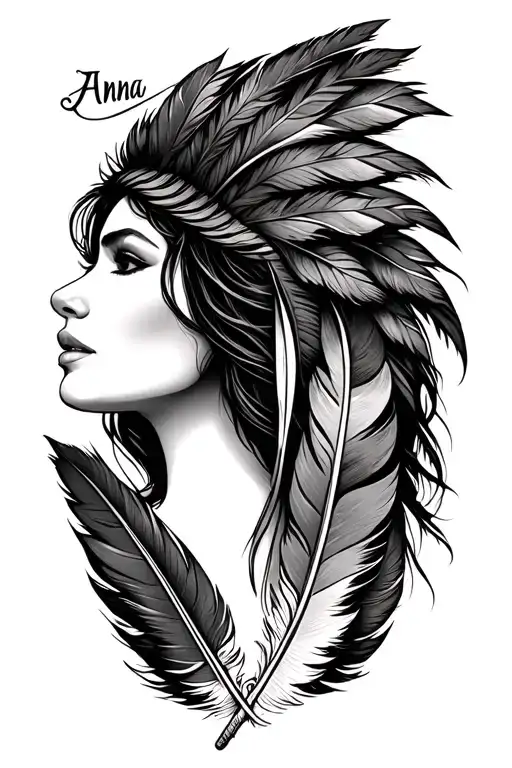 Name Anna With Native Feather