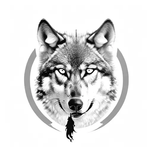 A Silhouette Of A Martial Artist Holding A Gun With A Wolf Howling In The Background