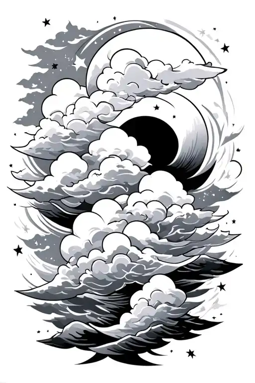 Sky And Clouds With Stars